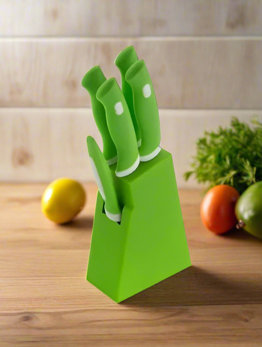 TRENDY Knife Set for Kitchen , 5 pcs set with stand