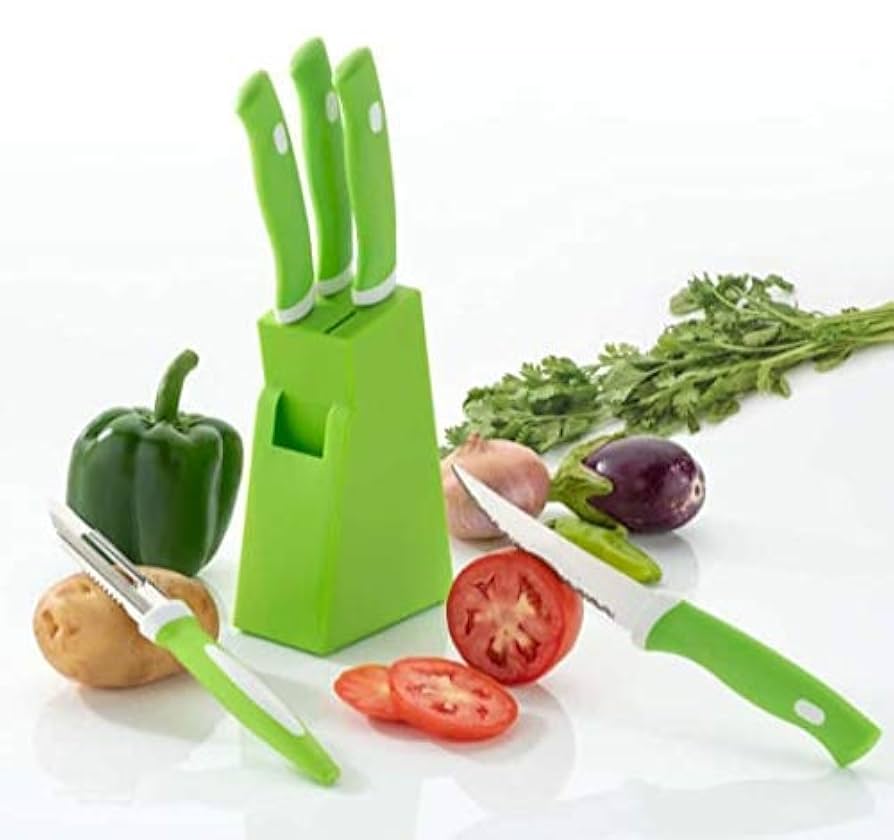 TRENDY Knife Set for Kitchen , 5 pcs set with stand