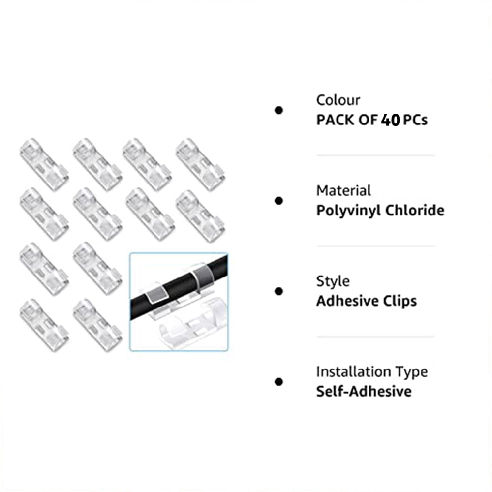 CABLE MANAGEMENT SELF ADHESIVE CLIPS | 40Pcs/SET |