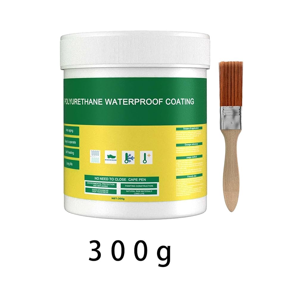 Polyurethane waterproof coating container with a brush on a white background