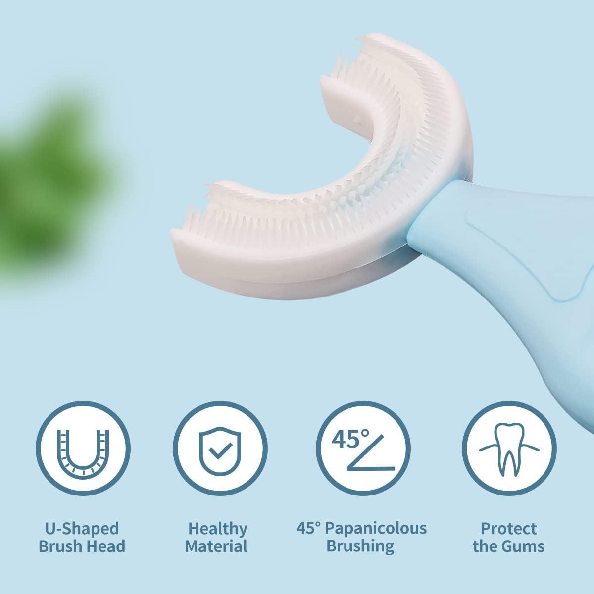 Unique U shaped toothbrush in pink & blue colour for kids (3-12)years | pack of 2 |