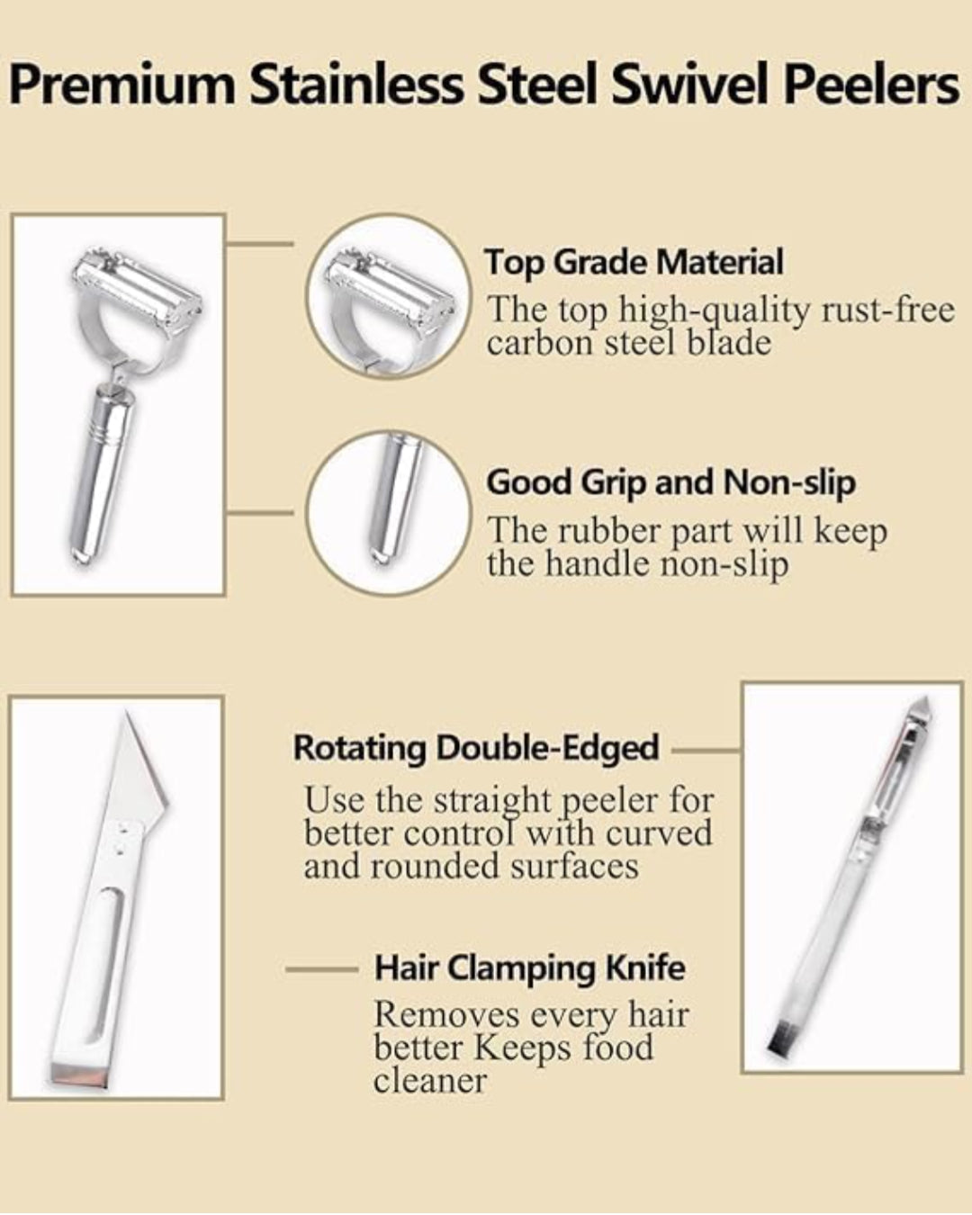 Vegetable Fruit Peeler with Meat Cutter and Hand Peeler Multifunctional Durable ( Set of 3)
