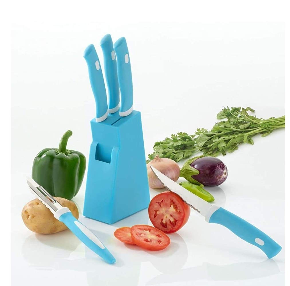 TRENDY Knife Set for Kitchen , 5 pcs set with stand