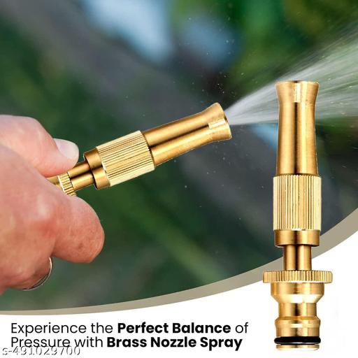 Golden Brass Nozzle Water Spray Gun/Twist Water Jet Hose Nozzles Hose Pipe Spray Gun High Pressure Water Gun for Car, Bike, Window Cleaning and Plants Sprayer for Gardening and Washing