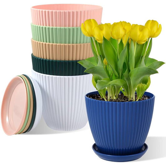 FANCY  Plastic Round Flower Pots for Home  | Pack of  5 |  Suitable for Home | Indoor & outdoor