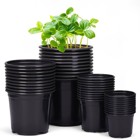(Pack of 10)  8"Inch Round Black Color Nursery Flower Pots